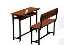 Wooden and Iron 2 Seater Student Bench Desk_0