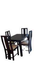 Wooden 4 Seater Modern Dining Table Set Square Black and Brown_0