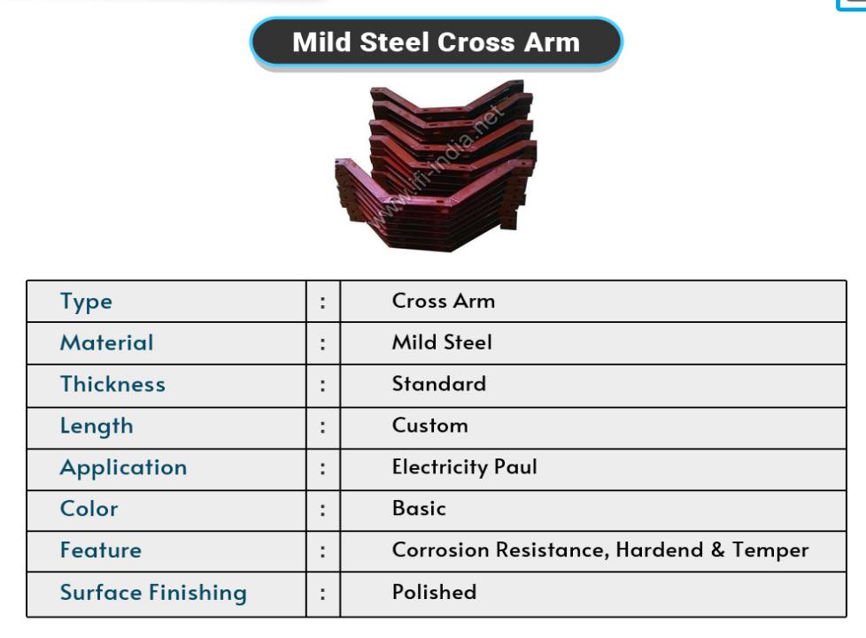 Mild Steel 11 KV Polished V Type Cross Arm_1