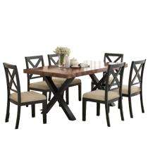 FUSION DESIGNS Wooden 6 Seater Modern Dining Table Set Rectangular Brown and Black_0