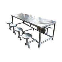 Stainless Steel 8 Seater Industrial Dining Table Set Rectangular Silver_0