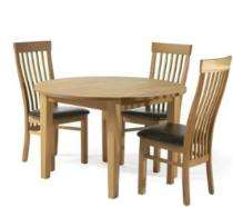 Wooden 3 Seater Modern Dining Table Set Round Brown_0