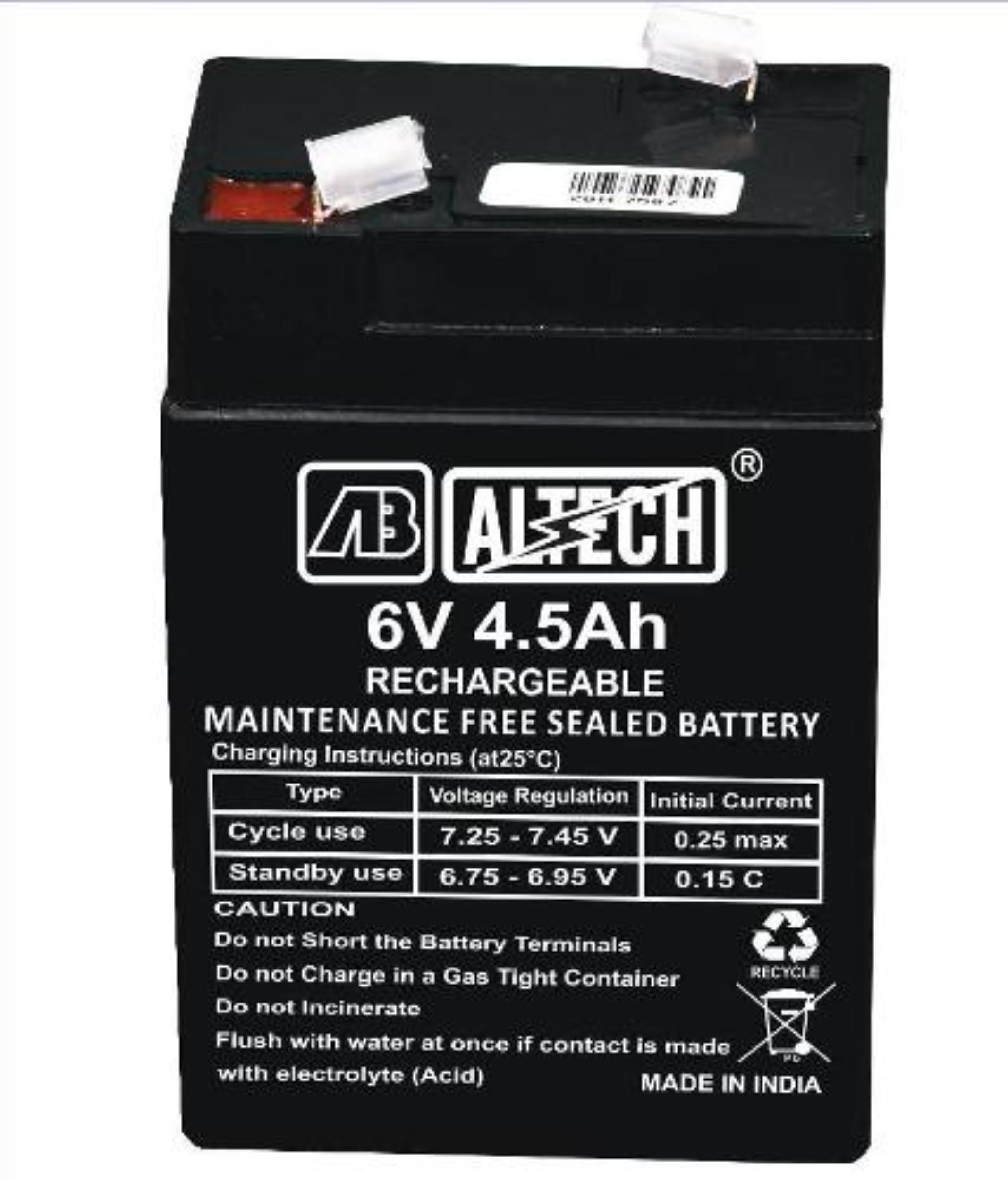 Optimal And Rechargeable valve regulated lead acid battery 6v 4.5ah 