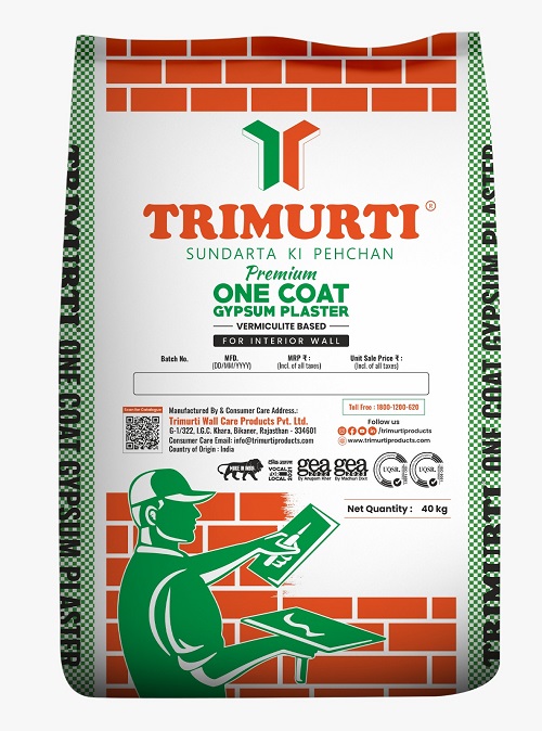 Trimurti One Coat Hemihydrate Gypsum Plasters 40 kg White_1
