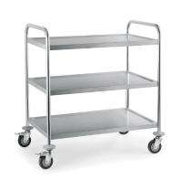 Stainless Steel 3 Vessel Food Serving Trolley Silver_0