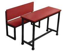 Wooden and Iron 2 Seater Student Bench Desk_0