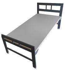 Mild Steel Single Hostel Bed 77 x 36 x 18 inch Black and Grey_0