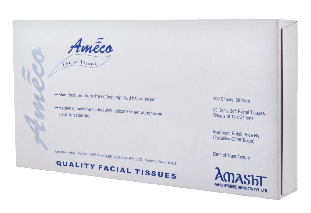 Ameco Facial Tissue Paper Box Printed 16 x 20 cm White_1