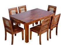 KKE Wooden 6 Seater Traditional Dining Table Set Rectangular Brown_0