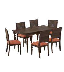 Wooden 6 Seater Traditional Dining Table Set Rectangular Brown_0