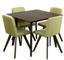 Wooden 4 Seater Traditional Dining Table Set Square Brown and Green_0
