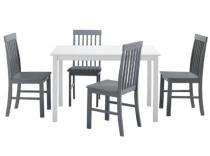 Wooden 4 Seater Traditional Dining Table Set Rectangular White  and Grey_0