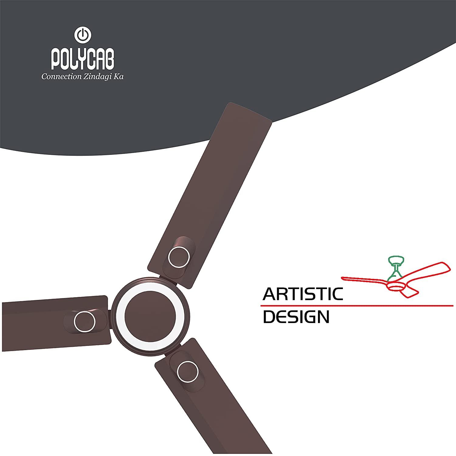 Polycab Stunner 1200 mm 3 Blades 75 W Espresso Brown Ceiling Fans_1