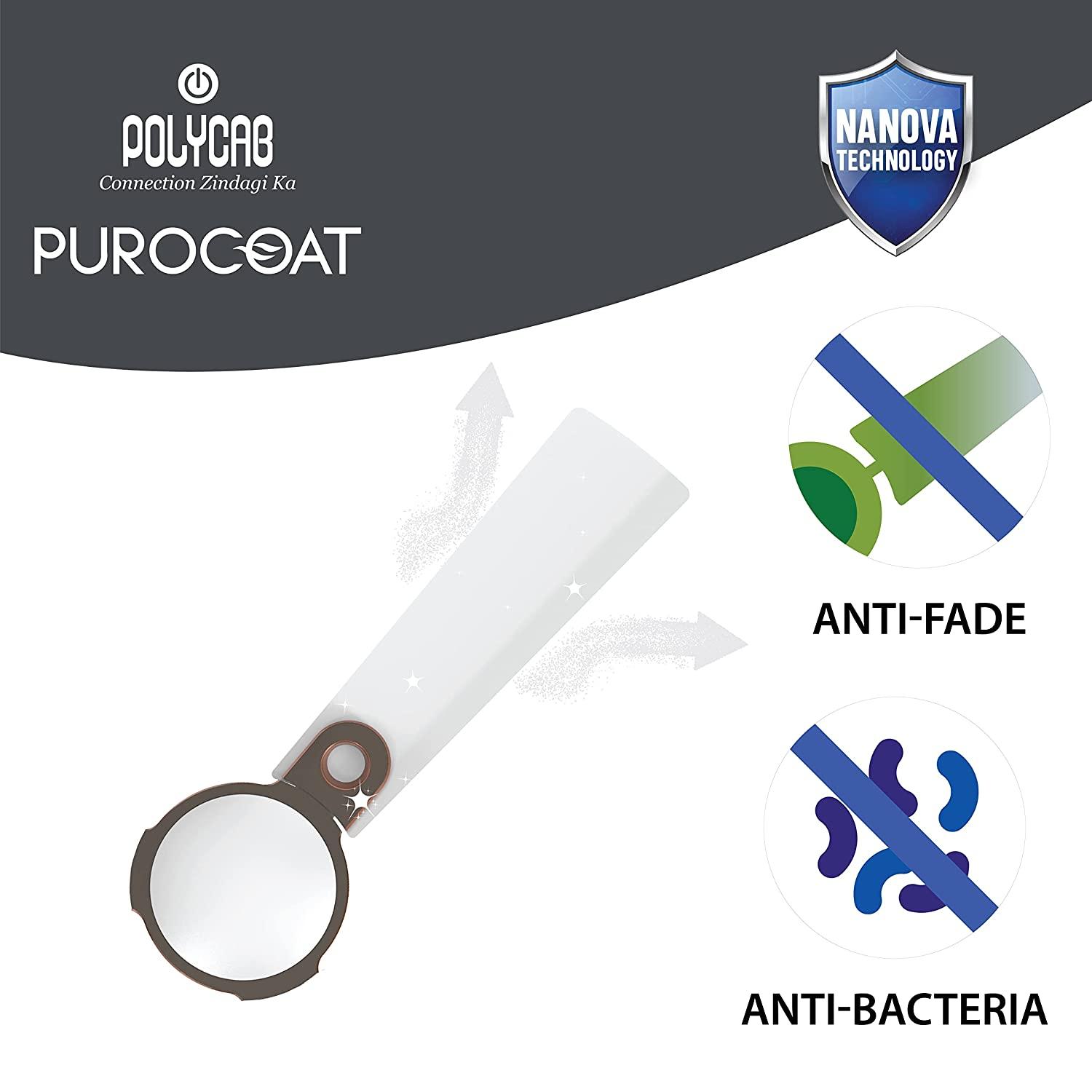 Polycab Eleganz Purocoat Premium 1200 mm 3 Blades 75 W Pearl White Ceiling Fans_2