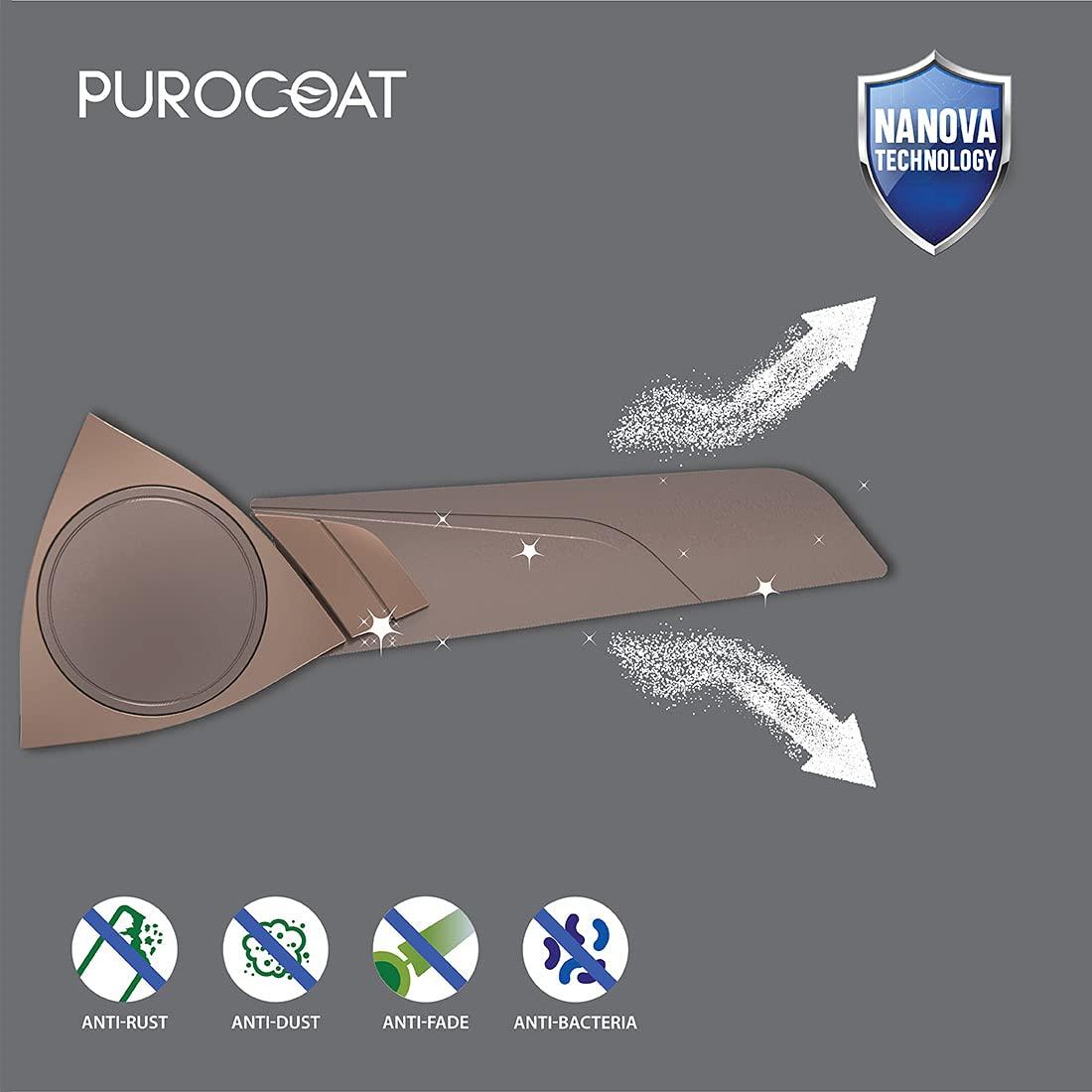 Polycab Aereo Purocoat Premium 1200 mm 3 Blades 75 W Seal Brown Ceiling Fans_3