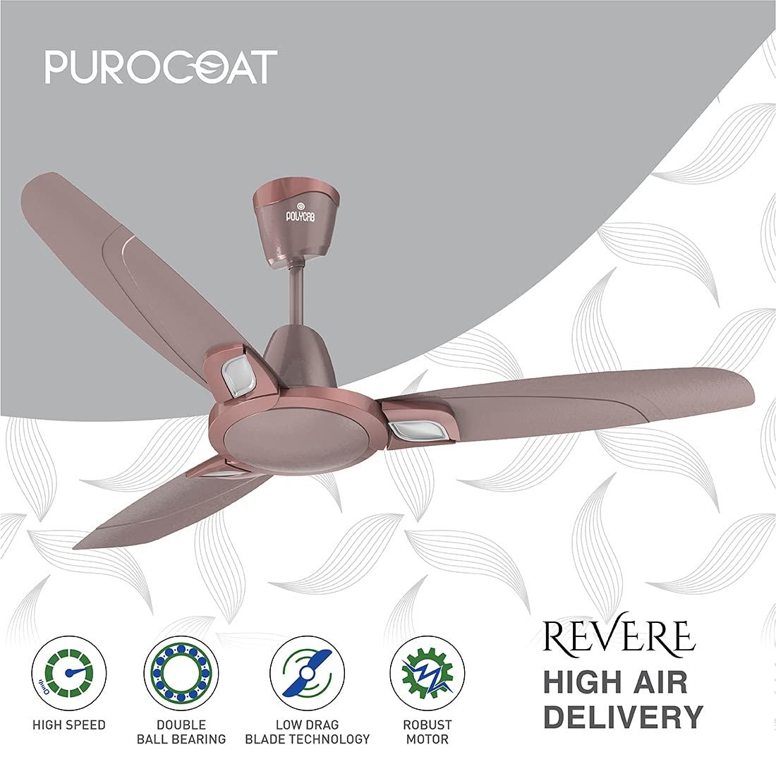 Polycab Revere Purocoat Premium 1200 mm 3 Blades 75 W Natural Warm Copper Ceiling Fans_1