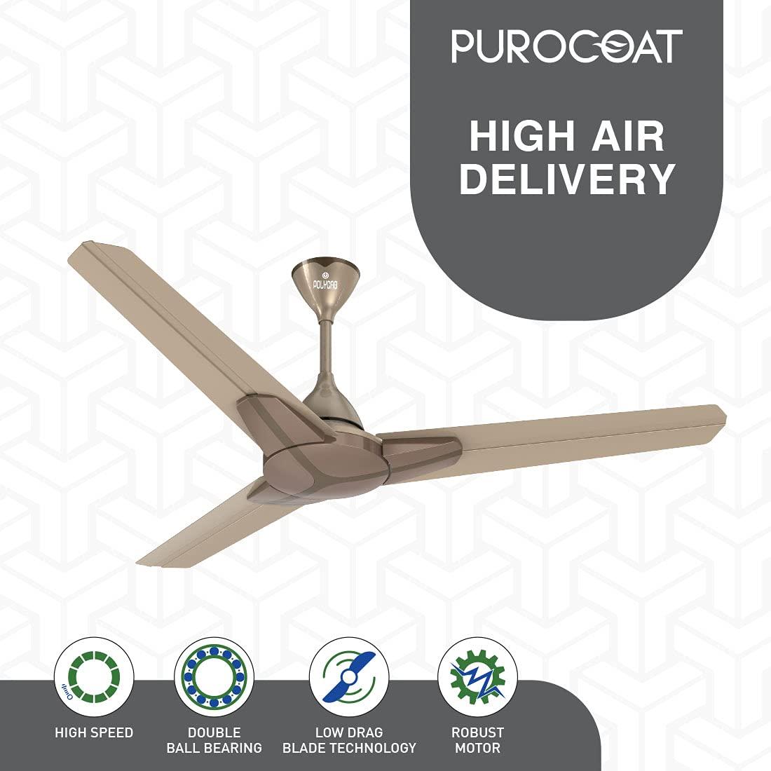 Polycab Euphoria EP02 Purocoat 1200 mm 3 Blades 75 W Neutral Resort Brown Ceiling Fans_1
