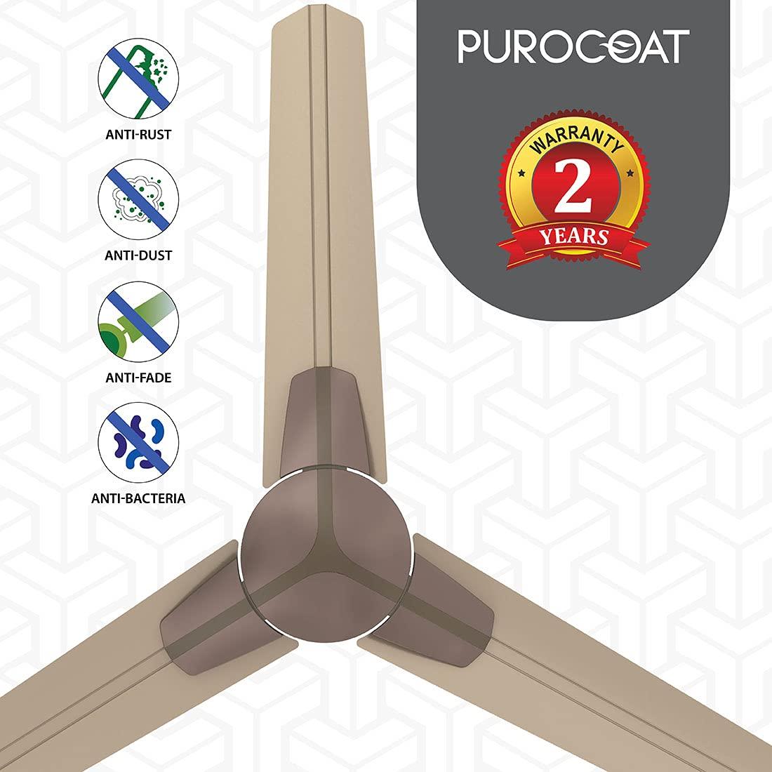 Polycab Euphoria EP02 Purocoat 1200 mm 3 Blades 75 W Neutral Resort Brown Ceiling Fans_3