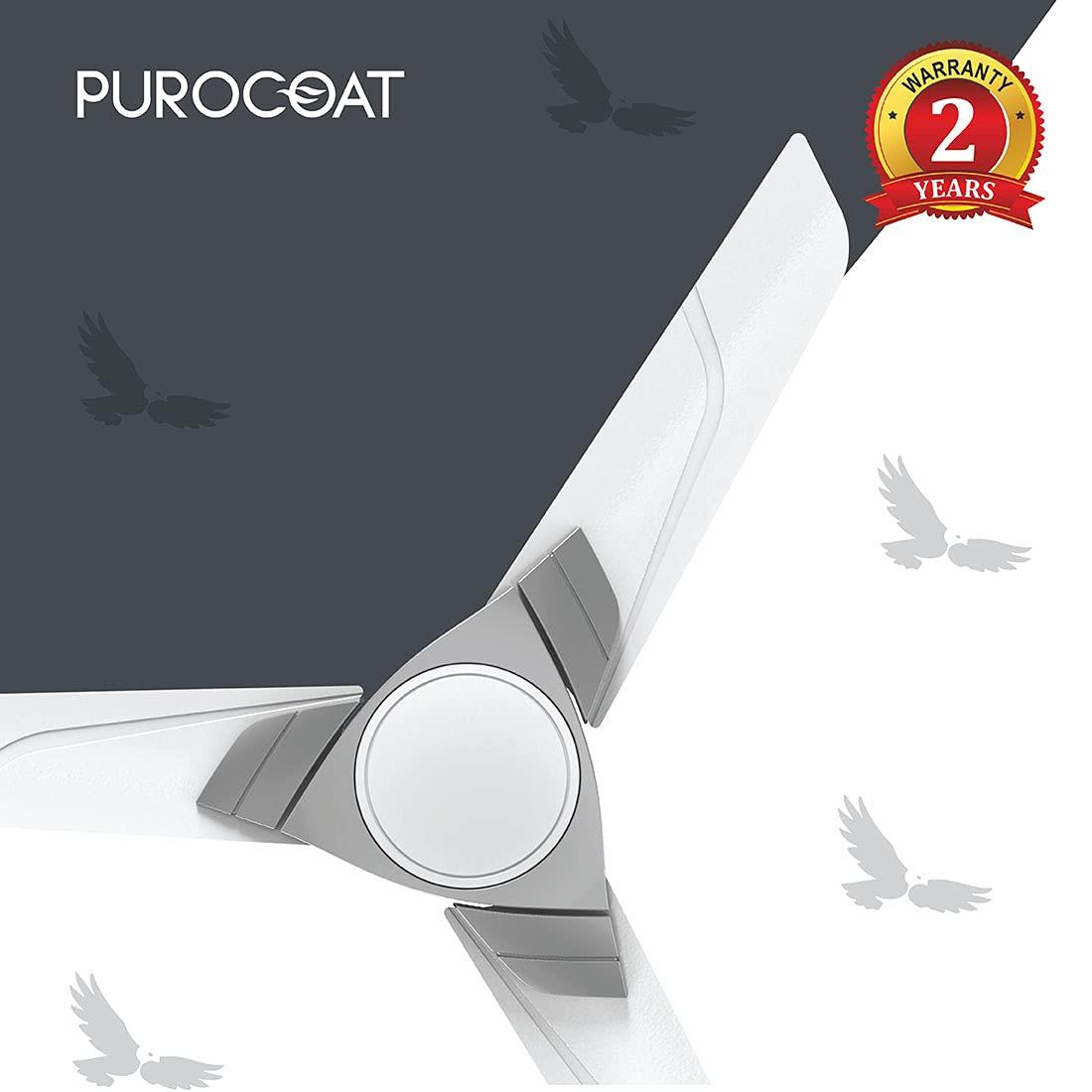 Polycab Aereo Purocoat Premium 1200 mm 3 Blades 75 W Pearl White Cloud Grey Silver Ceiling Fans_1