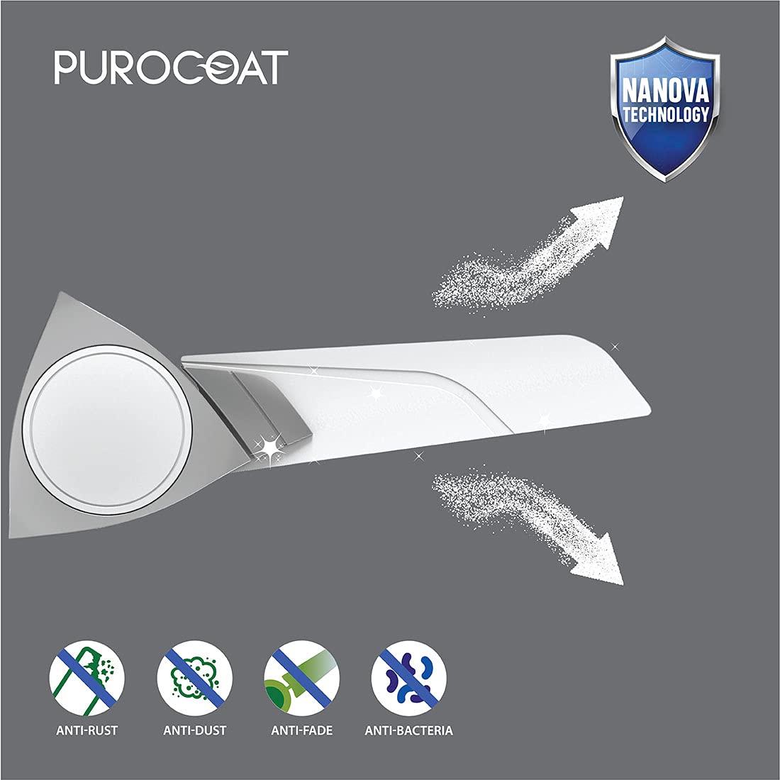 Polycab Aereo Purocoat Premium 1200 mm 3 Blades 75 W Pearl White Cloud Grey Silver Ceiling Fans_2