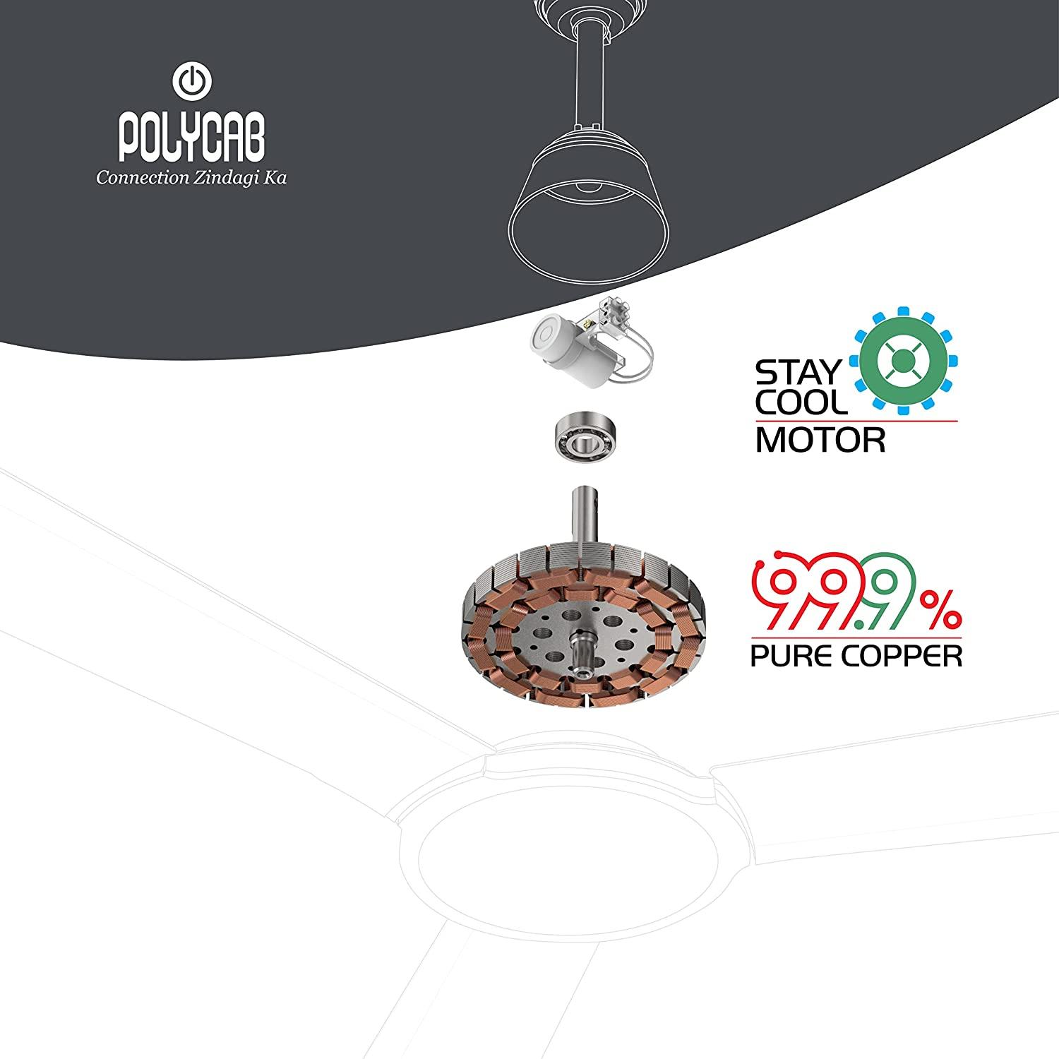 Polycab Stunner 1200 mm 3 Blades 75 W Espresso Brown Ceiling Fans_3