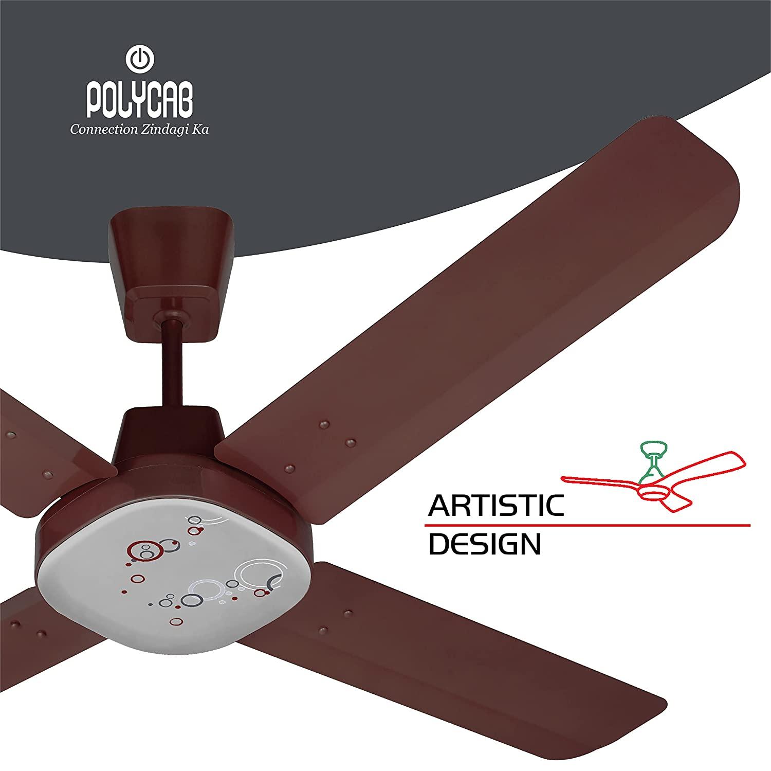 Polycab Eliana Premium 1200 mm 3 Blades 75 W Espresso Brown Ceiling Fans_1