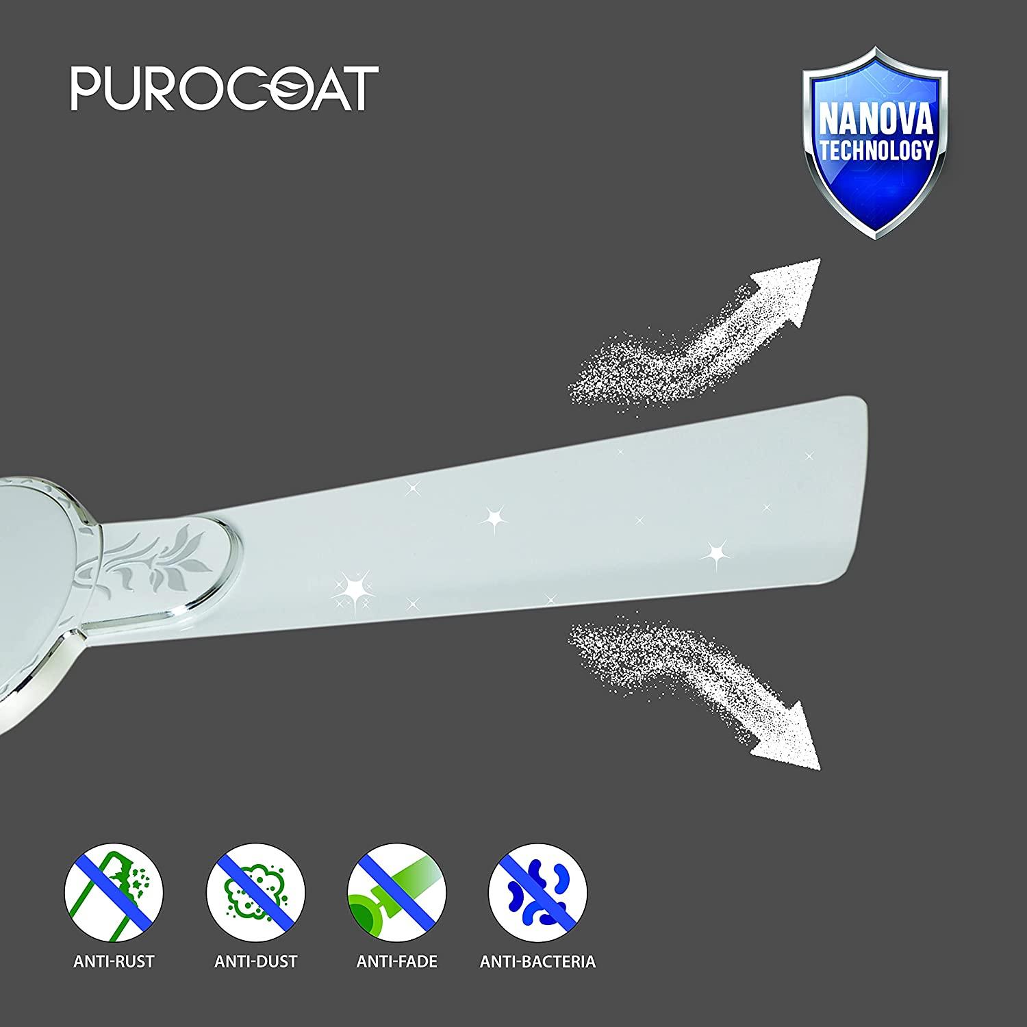Polycab Eleganz Floral Purocoat 1200 mm 3 Blades 75 W Pearl White Ceiling Fans_2