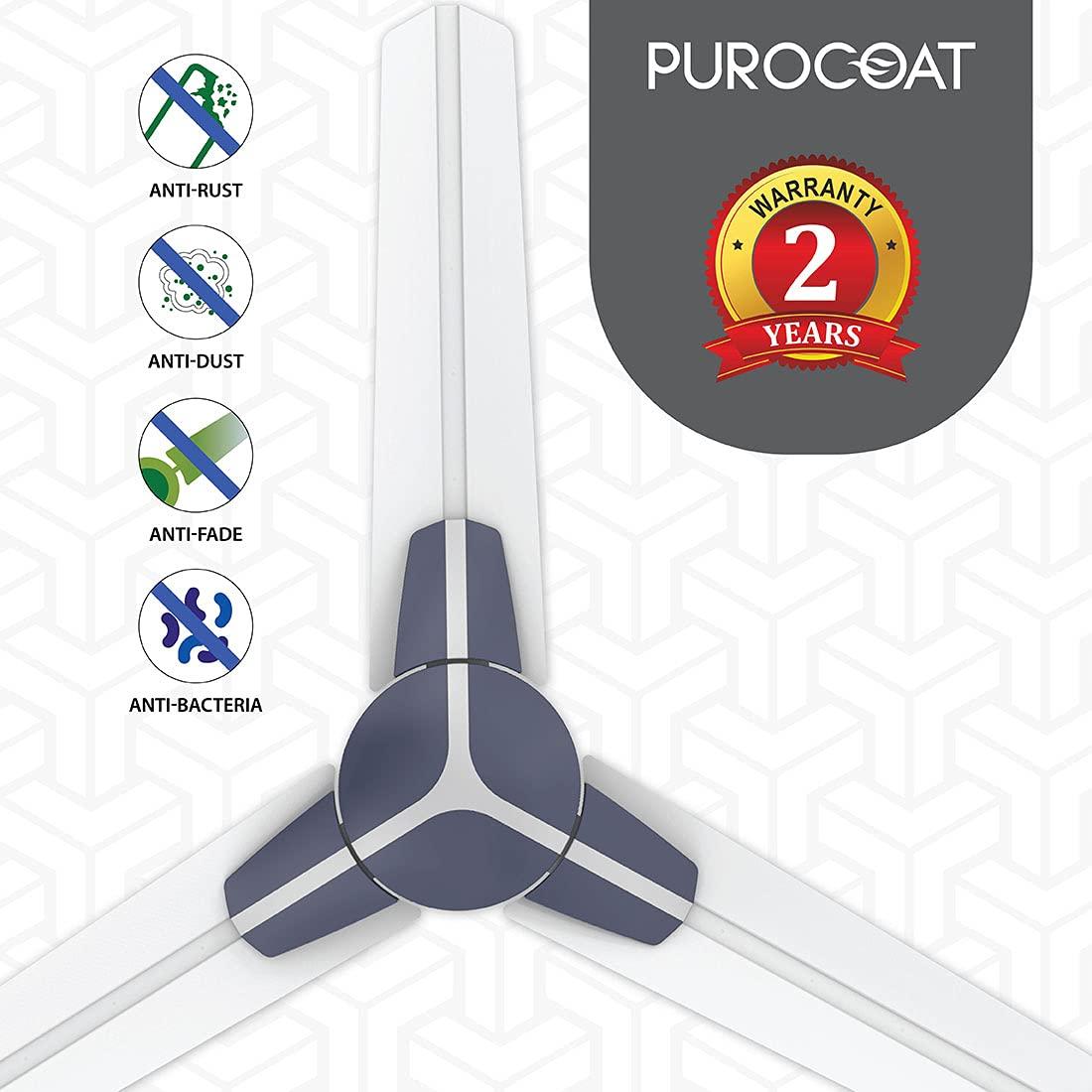 Polycab Euphoria EP02 Purocoat 1200 mm 3 Blades 75 W White Midnight Blue Ceiling Fans_3