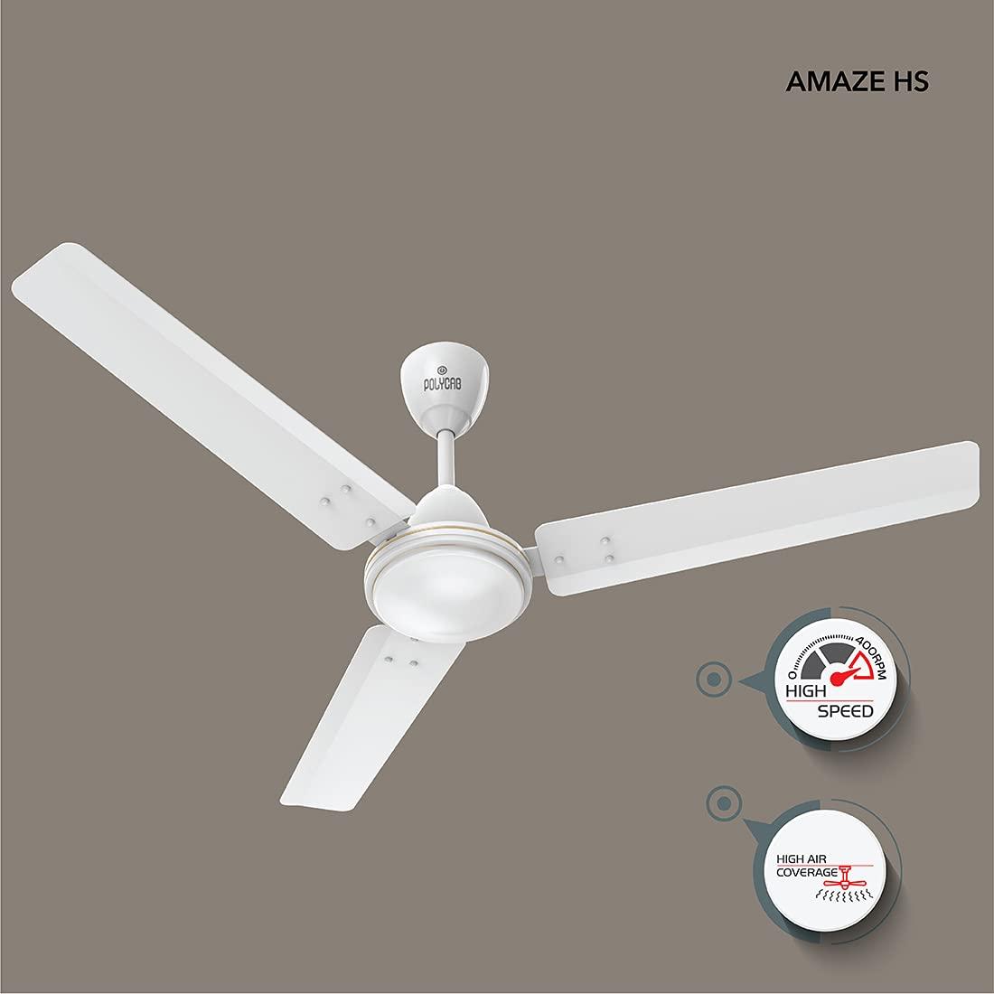 Polycab Amaze HS 1200 mm 3 Blades 75 W White Ceiling Fans_1