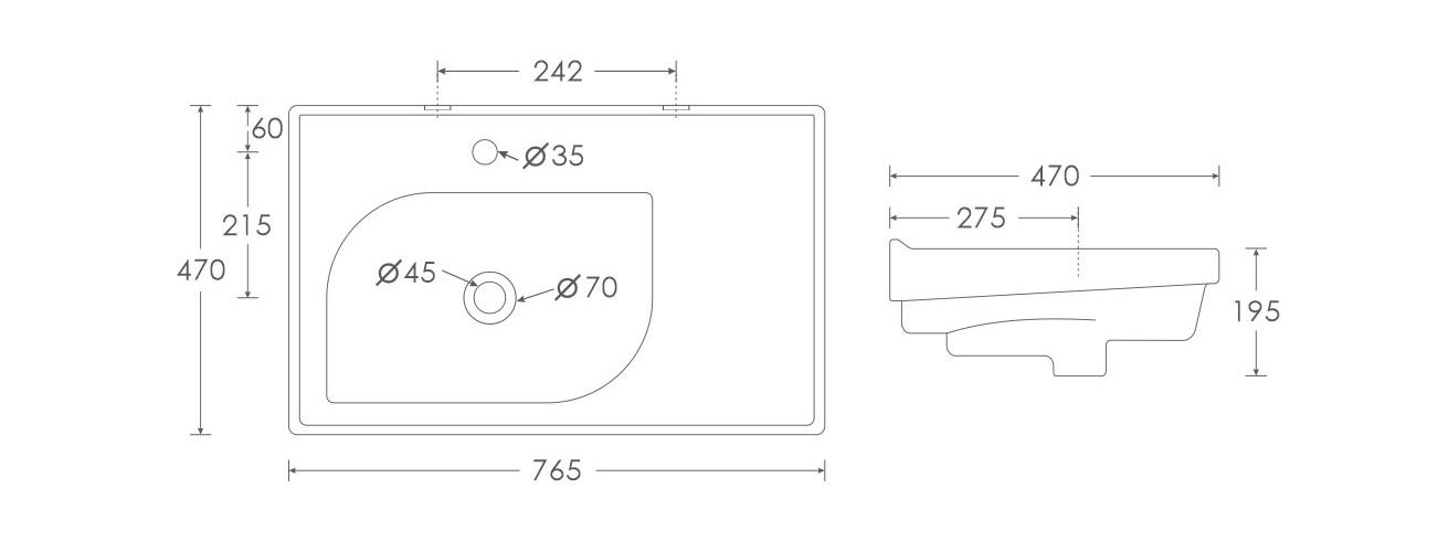 Simpolo Wash Basin LEFT SCENERY Wall Mounted_1