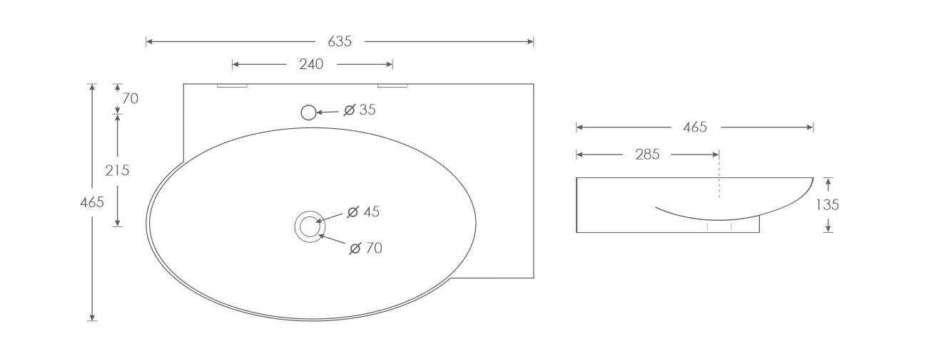 Simpolo Wash Basin LEFT NICK Wall Mounted_1