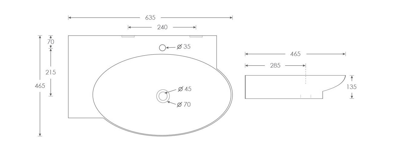 Simpolo Wash Basin RIGHT NICK Wall Mounted_1