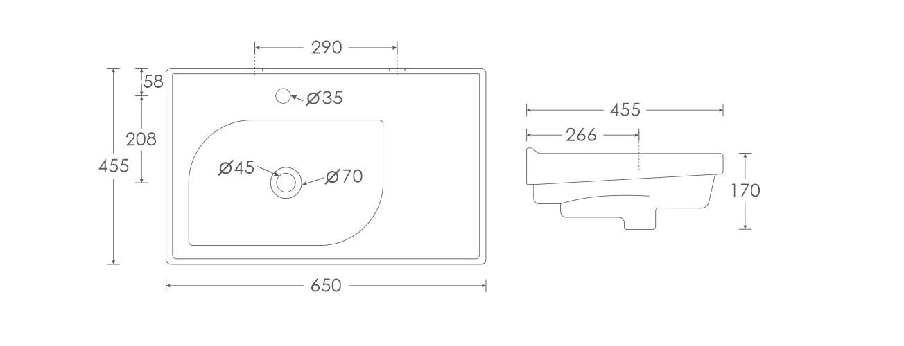 Simpolo Wash Basin LEFT MINI SCENERY Wall Mounted_1