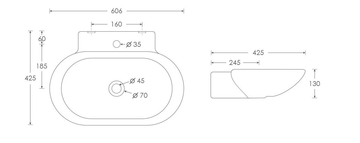 Simpolo Wash Basin SCREE Wall Mounted_1