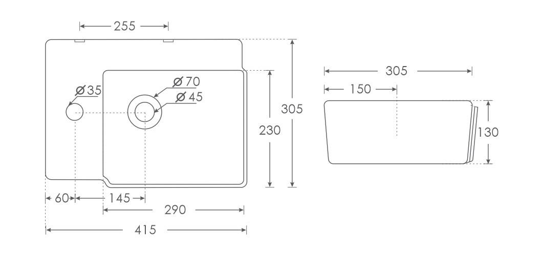 Simpolo Wash Basin DESK Wall Mounted_1