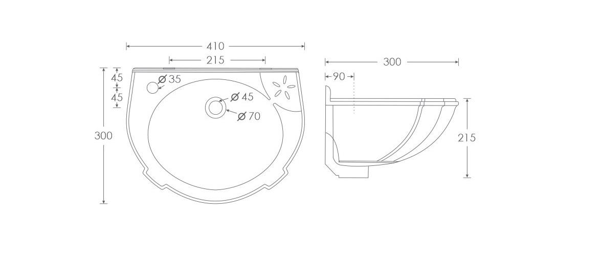 Simpolo Wash Basin SMILE Wall Mounted_1