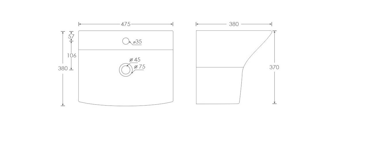 Simpolo Wash Basin SABRINA Integrated Half Pedestal_1