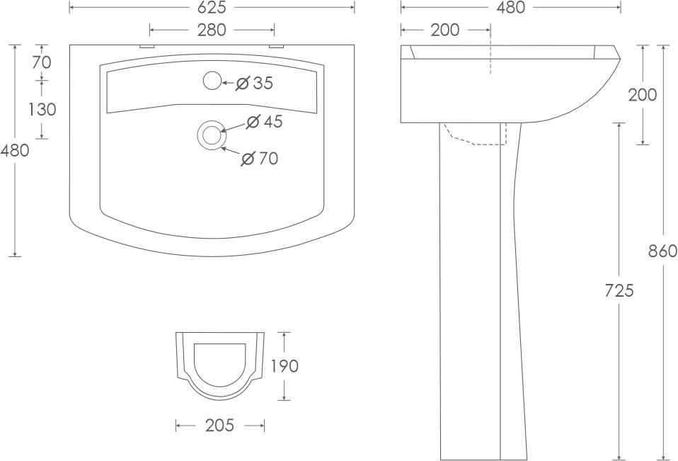 Simpolo Wash Basin RETRO Full Pedestal_1