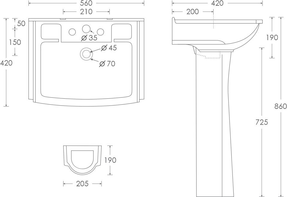 Simpolo Wash Basin SOPHIA Full Pedestal_1