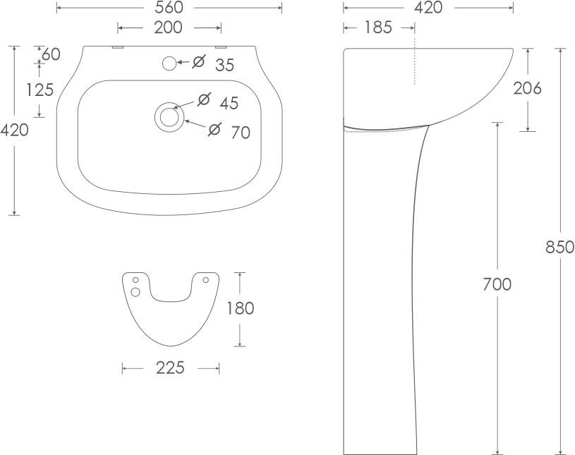Simpolo Wash Basin ALFA Full Pedestal_1