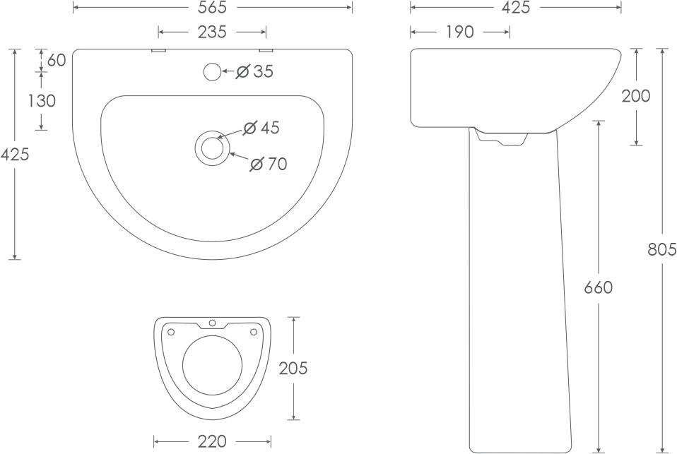 Simpolo Wash Basin VELLIS Full Pedestal_1