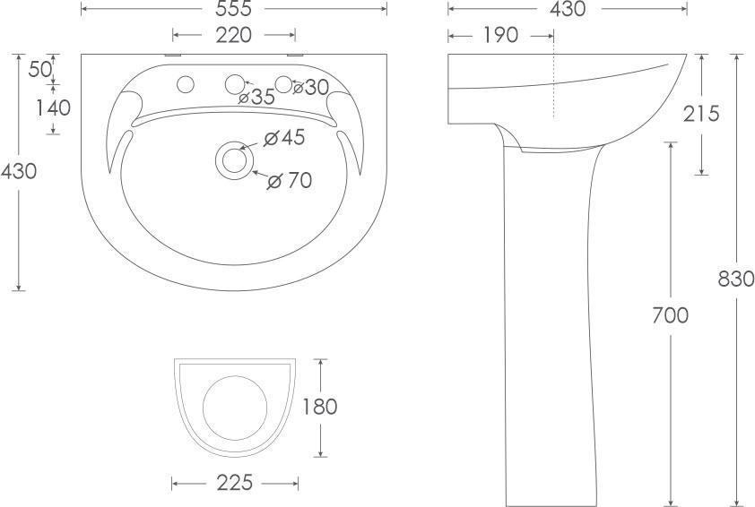 Simpolo Wash Basin SPICE Full Pedestal_1