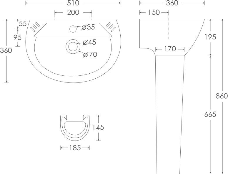 Simpolo Wash Basin SCOOTY Full Pedestal_1