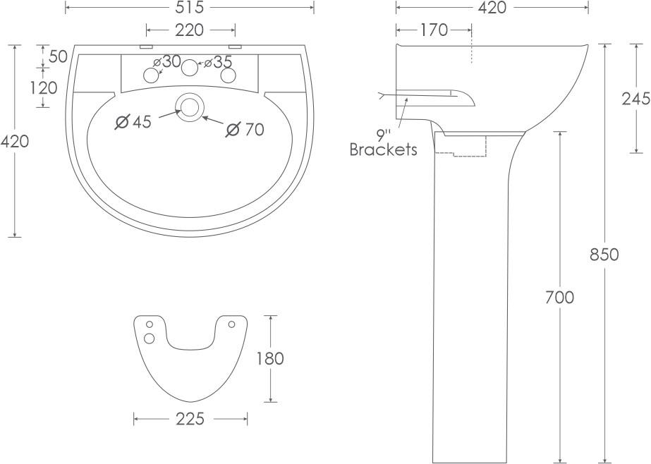 Simpolo Wash Basin SAMITE Full Pedestal_1