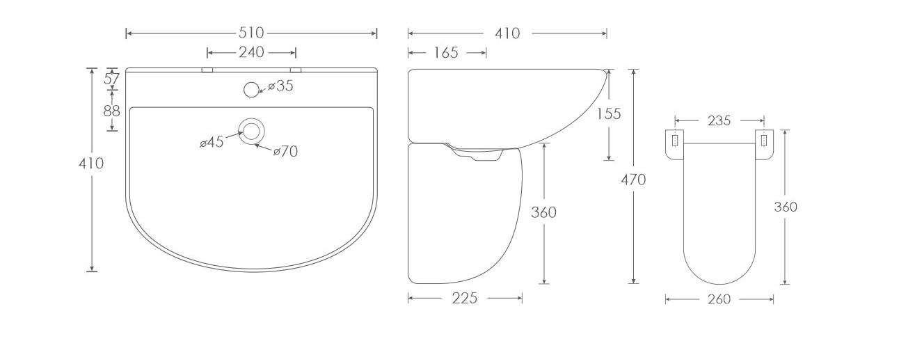 Simpolo Wash Basin REFIN Half Pedestal_1