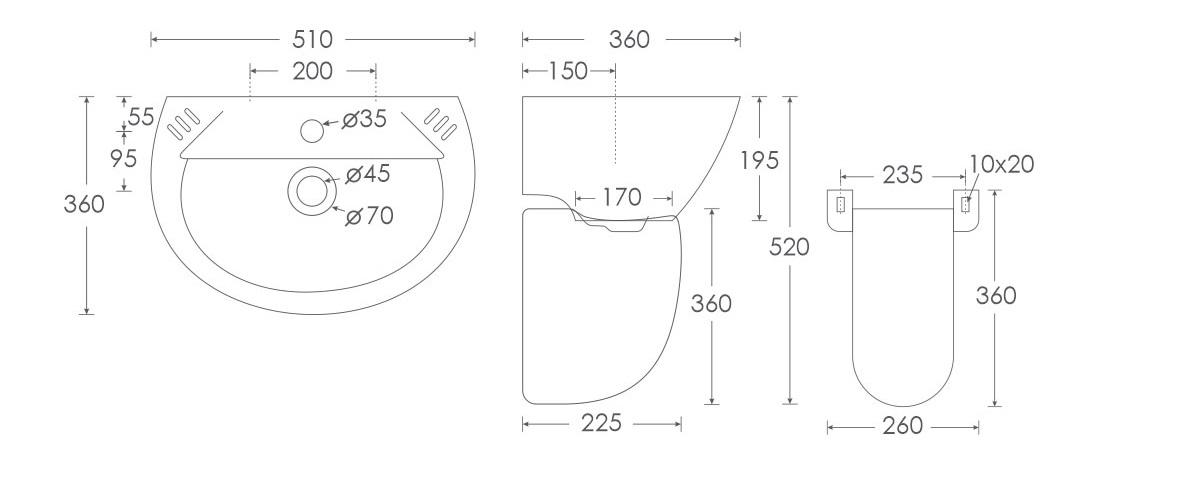 Simpolo Wash Basin SCOOTY Half Pedestal_1