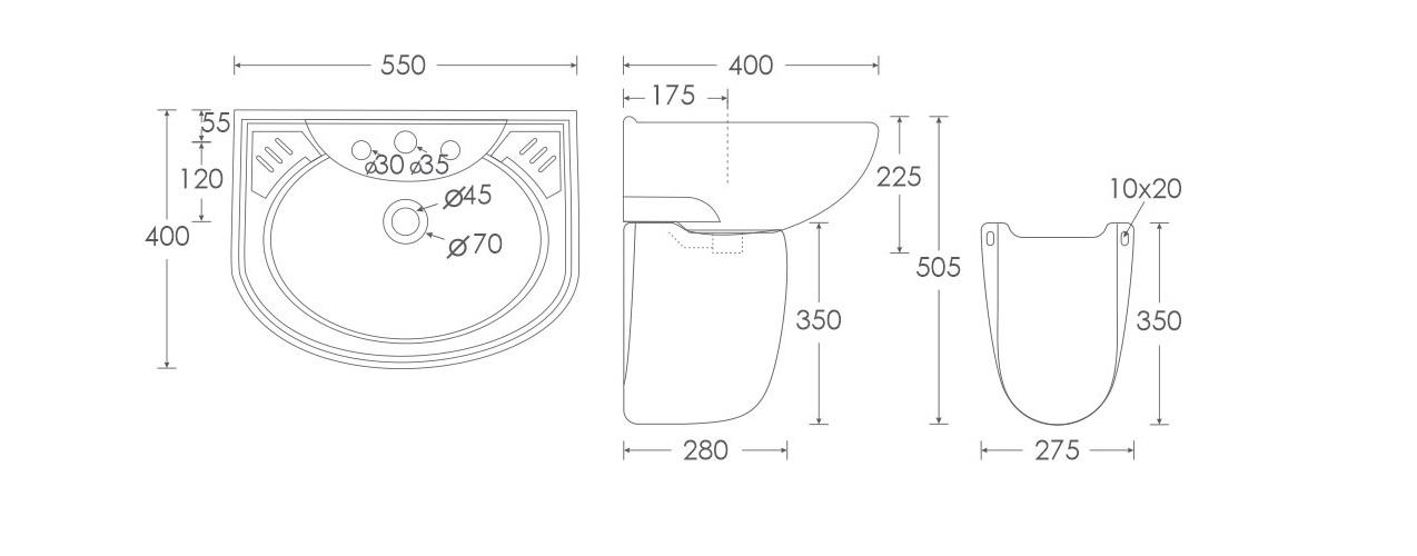 Simpolo Wash Basin SELVO Half Pedestal_1