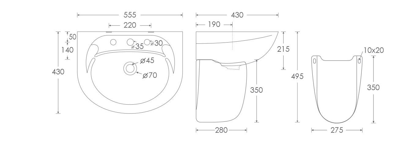 Simpolo Wash Basin SPICE Half Pedestal_1