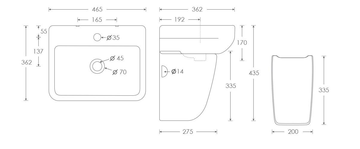 Simpolo Wash Basin NERO Half Pedestal_1