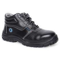 Bata Tigre PU High Cut Buff Barton Print Leather Steel Toe Safety Shoes Black_0
